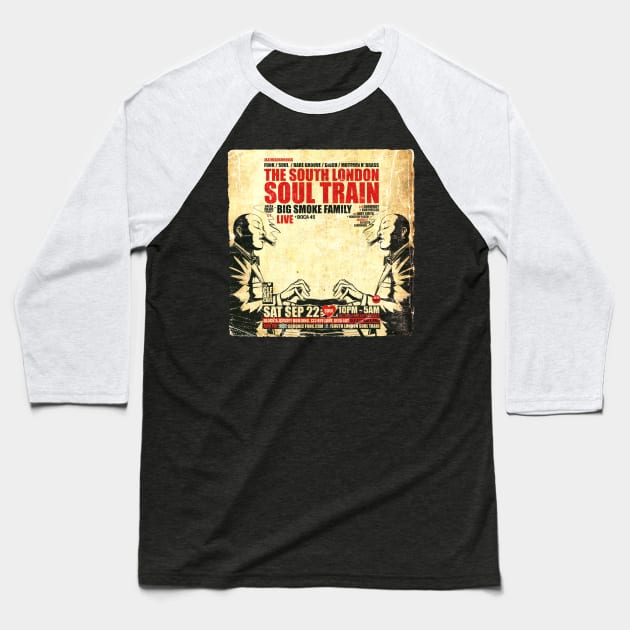 POSTER TOUR - SOUL TRAIN THE SOUTH LONDON 54 Baseball T-Shirt by Promags99
